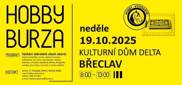 Hobby burza 19.10.2025 v Břeclavi (Kulturní dům Delta)